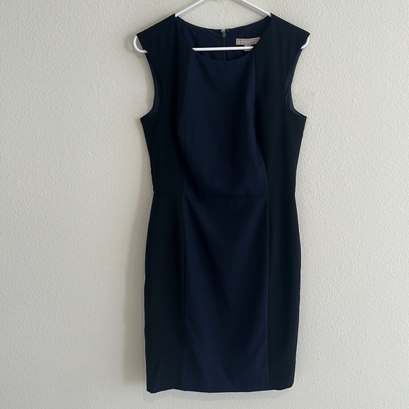 Banana Republic Colorblock Wool Blend Navy Black Sleeveless Dress - Picture 1 of 10